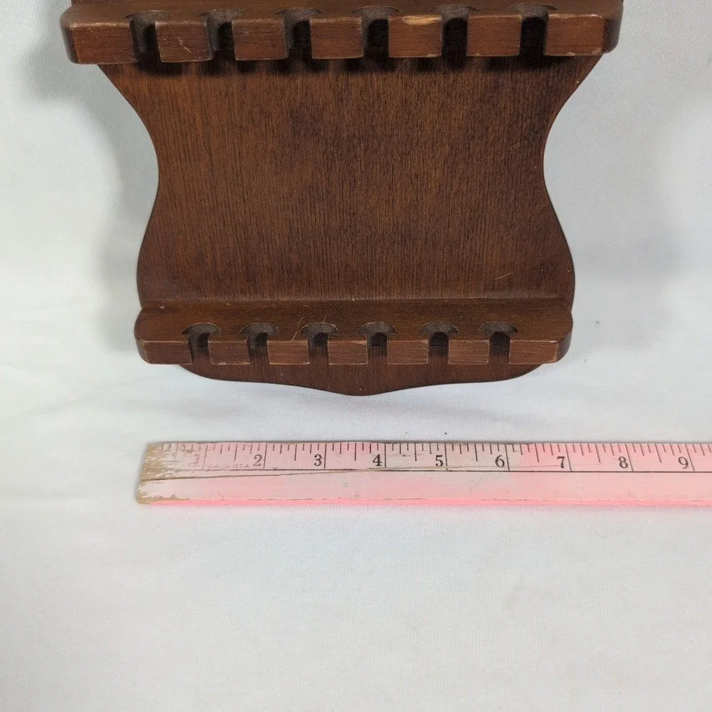 Vintage MCM Wood Rack Display Holder For Souvenir Tea Spoon Or Hankie Collection
